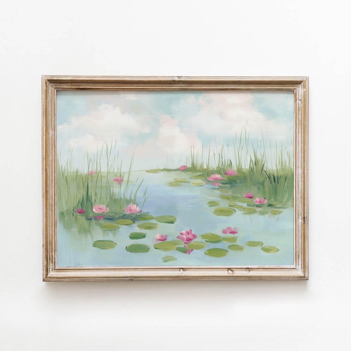 Water Lily Pond Pastel Impressionist Garden Flowers Art Poster