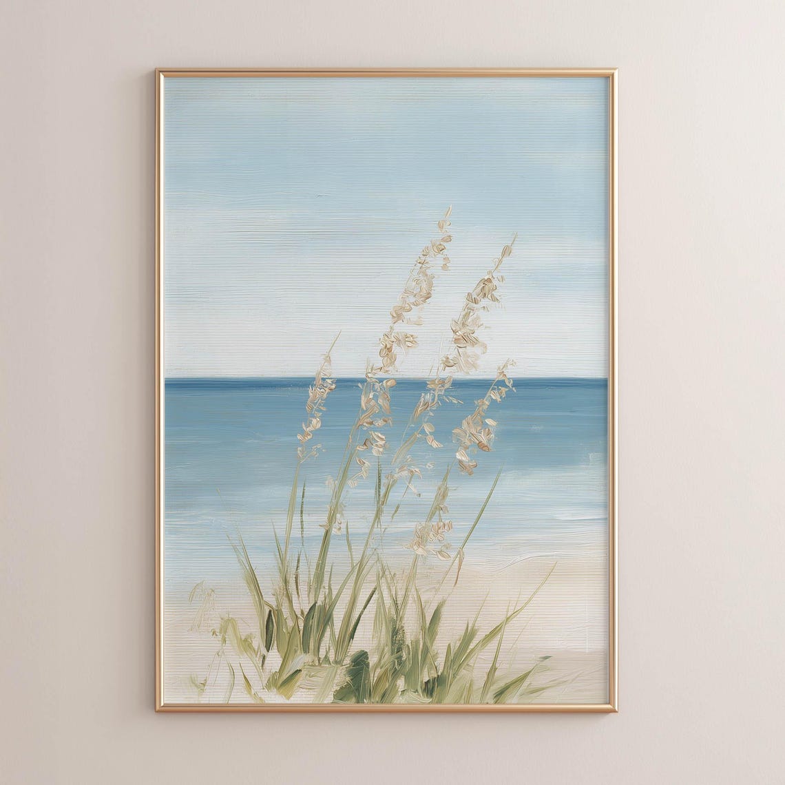 Coastal Sea Oats And Beach Grass By The Ocean Painting Poster