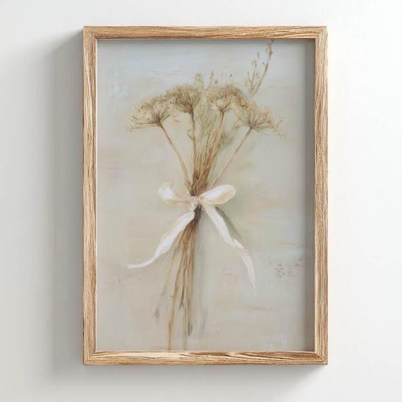 Printed Dried Wildflower Bouquet, Vintage Botanical Poster