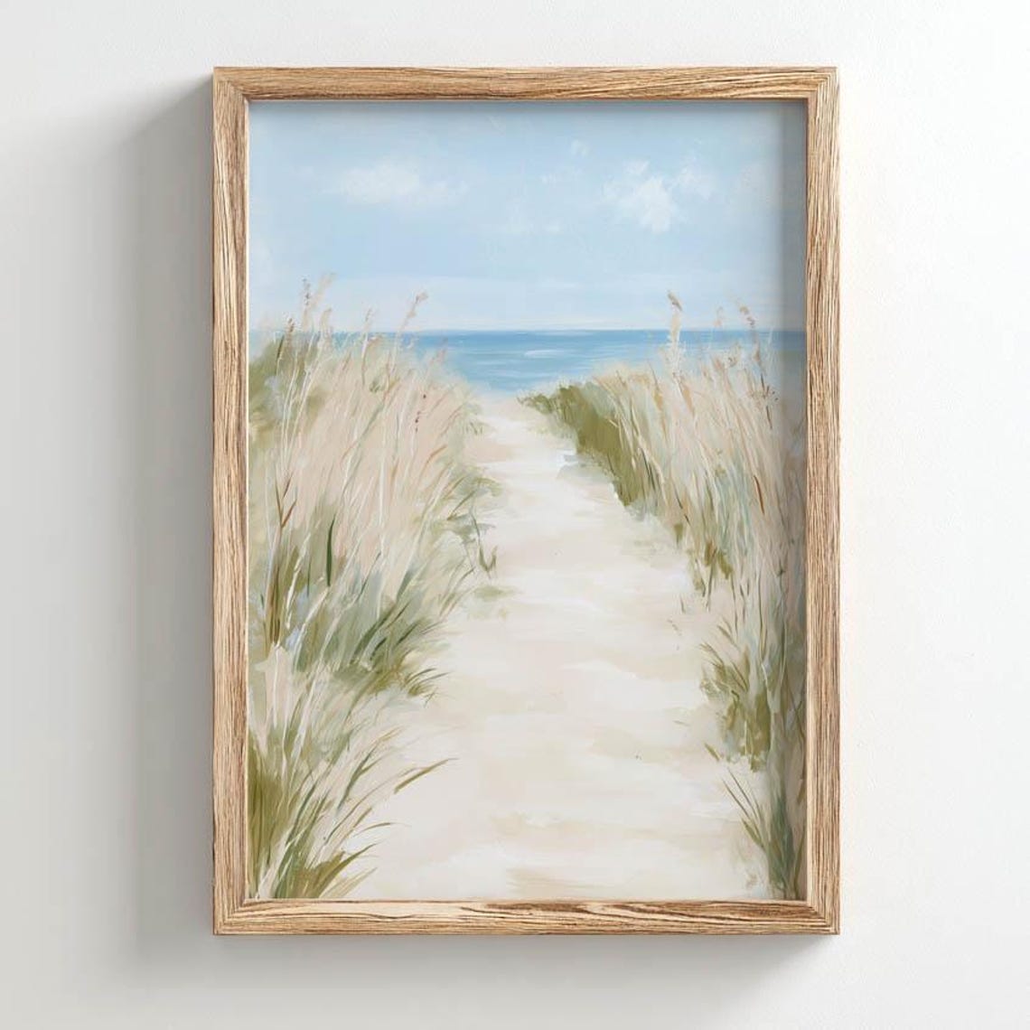 Beach Path Dune Grass Ocean Horizon Sage Watercolor Coastal Art Poster