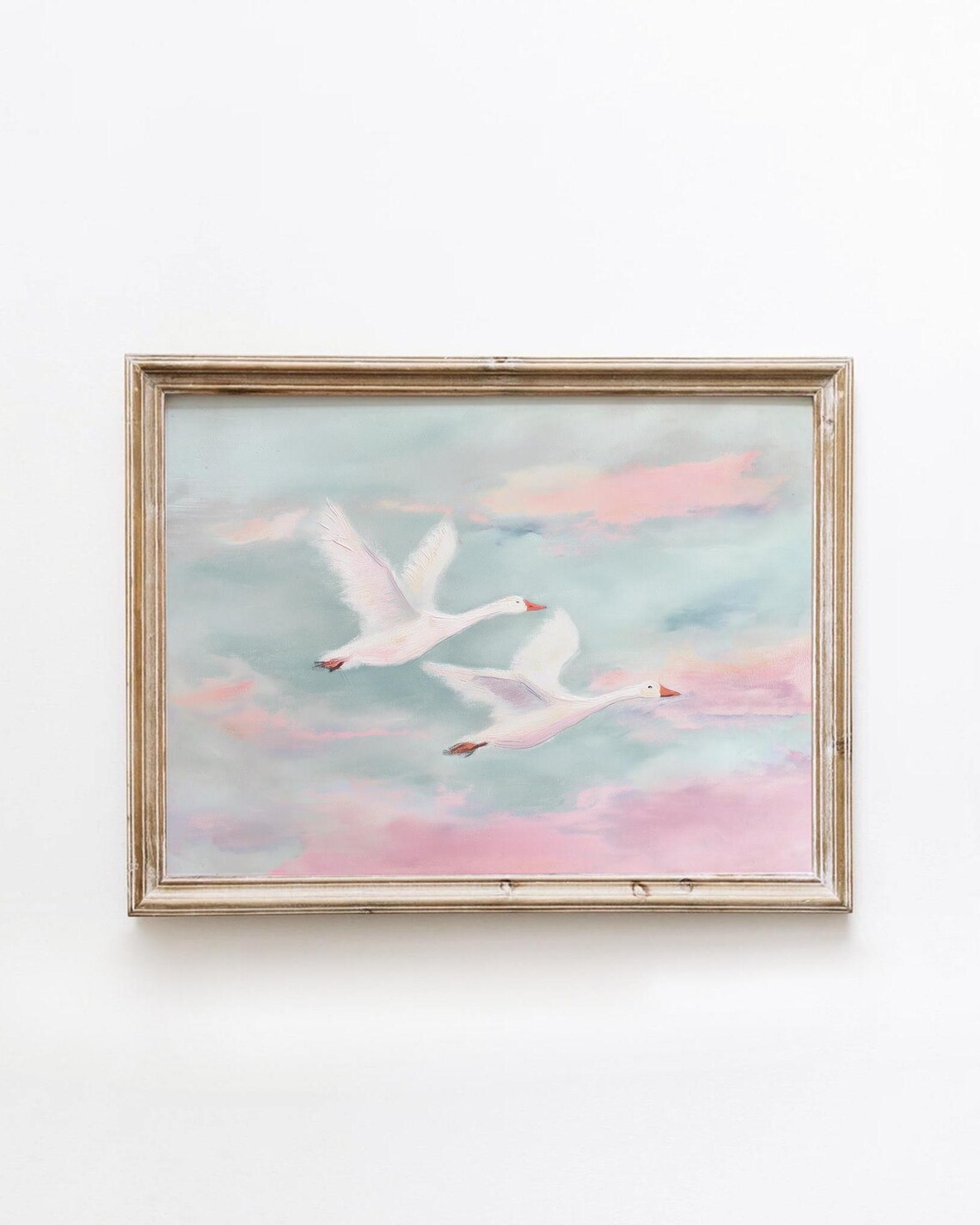 Geese In Flight Painting, Coastal Nursery Decor