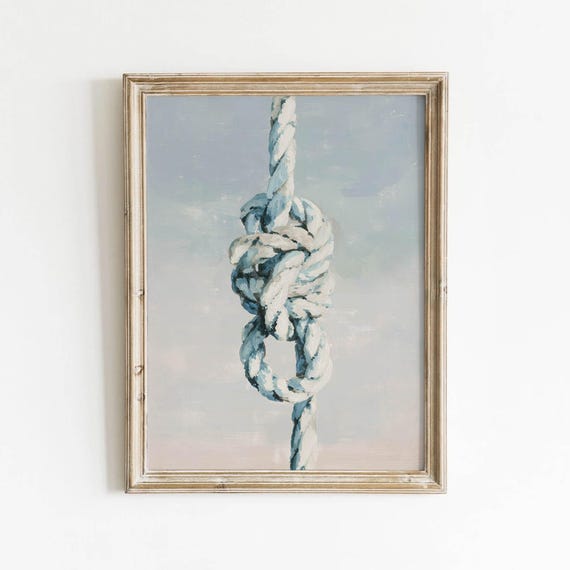 Nautical Rope Knot Printable Coastal Wall Art Rustic Decor Calm Beach Living Room Muted Pastel Digital Download 0238