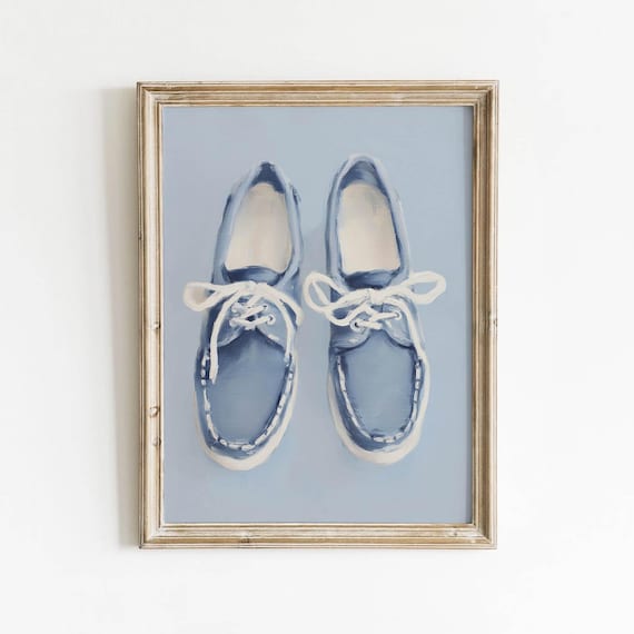 Coastal Nautical Boat Shoes Wall Art Print