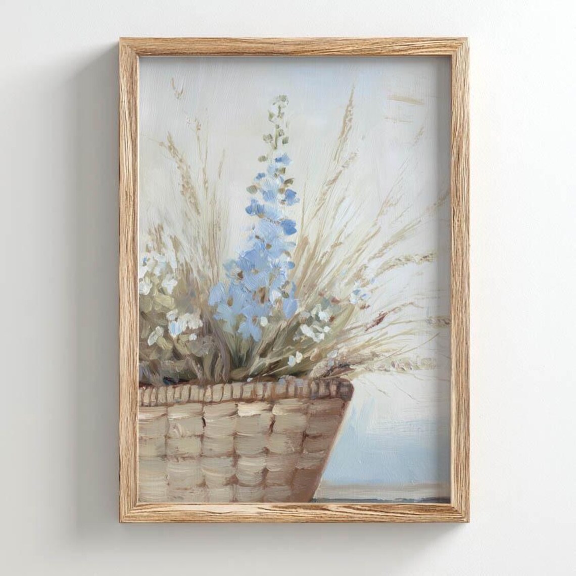 Printed Woven Basket with Dried Grasses, Art Print