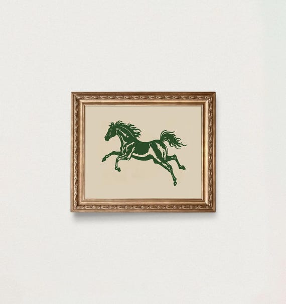 Vintage Western Horse Print, Rustic Retro Wall Art