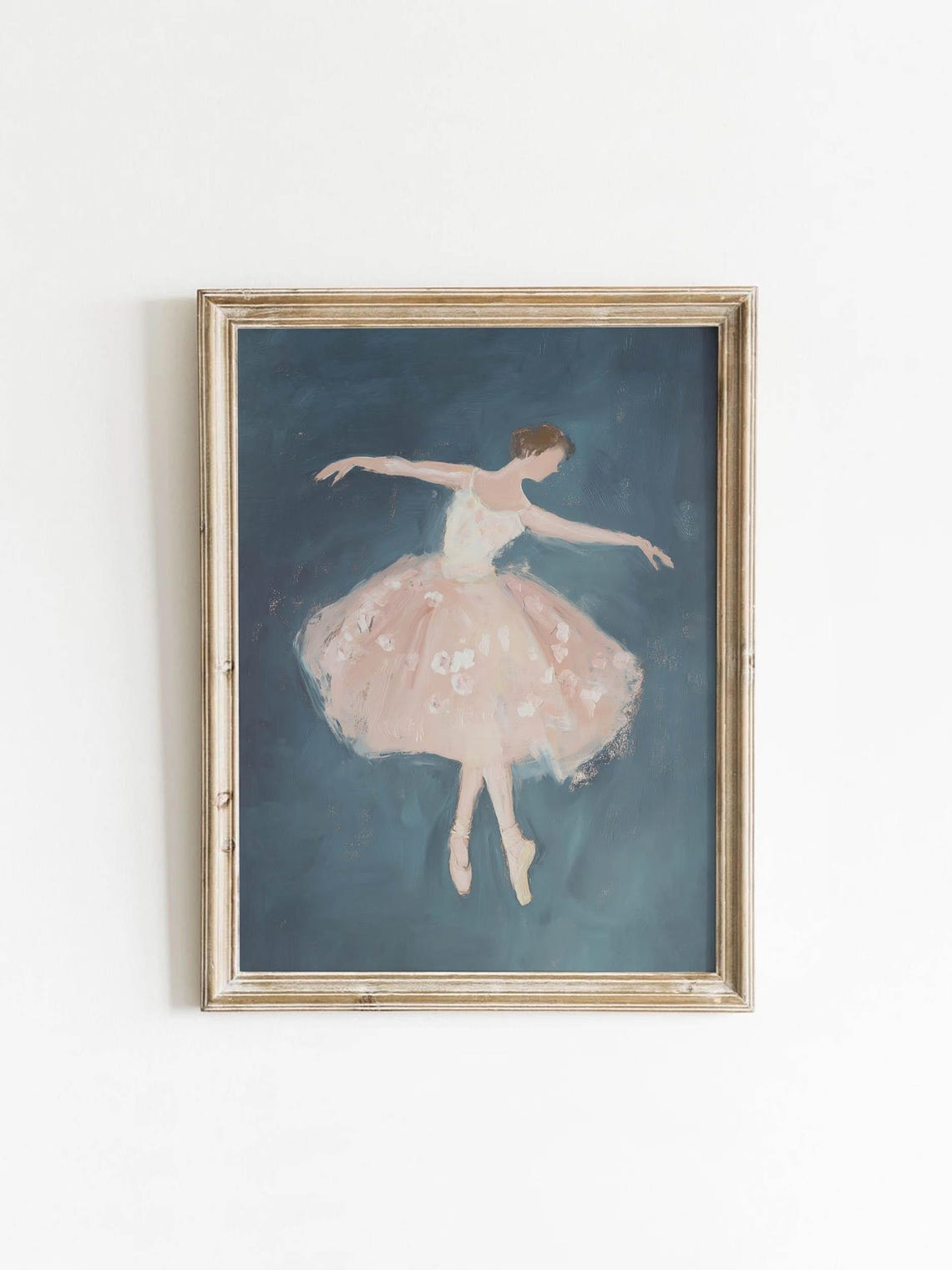 Ballerina Pink Tutu Teal Background Dance Painting Art Poster