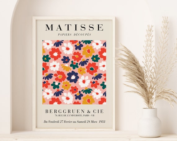 Floral Matisse Print Abstract Red Blue Flowers Henri Matisse Wall Art Henri Matisse Matisse Poster Matisse Print A5 A4 A3 A2 A1 A0