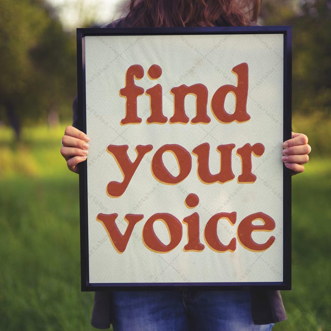 Find Your Voice Empowerment Quote Retro Typography Wall Art Poster - Image 3