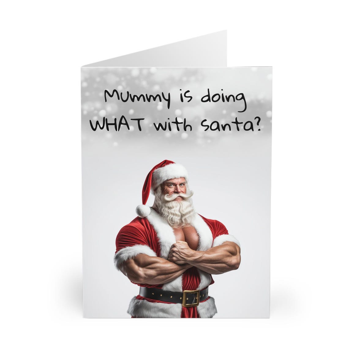 Christmas Greeting Cards 5 Pack Naughty Santa Mummy And Santa Muscle Santa Holiday Cards Funny Santa Notecards Mommy Kissing Santa