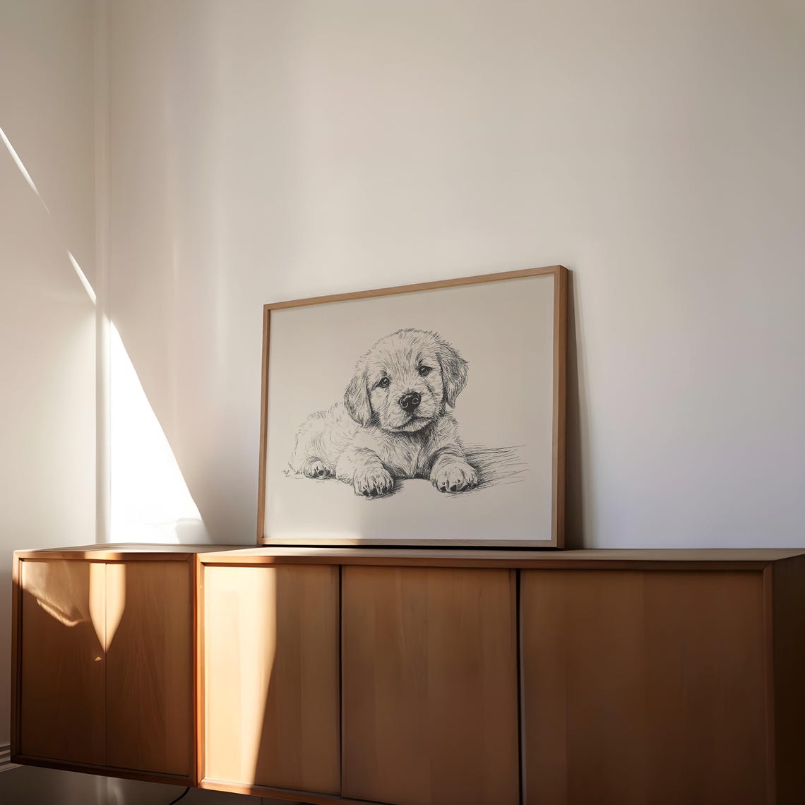 Puppy Golden Retriever Print Dog Retro Poster Nursery Wall Art Antique Vintage Sketch Country Wall Art Dog Drawing Retriever Puppy Art - Image 3