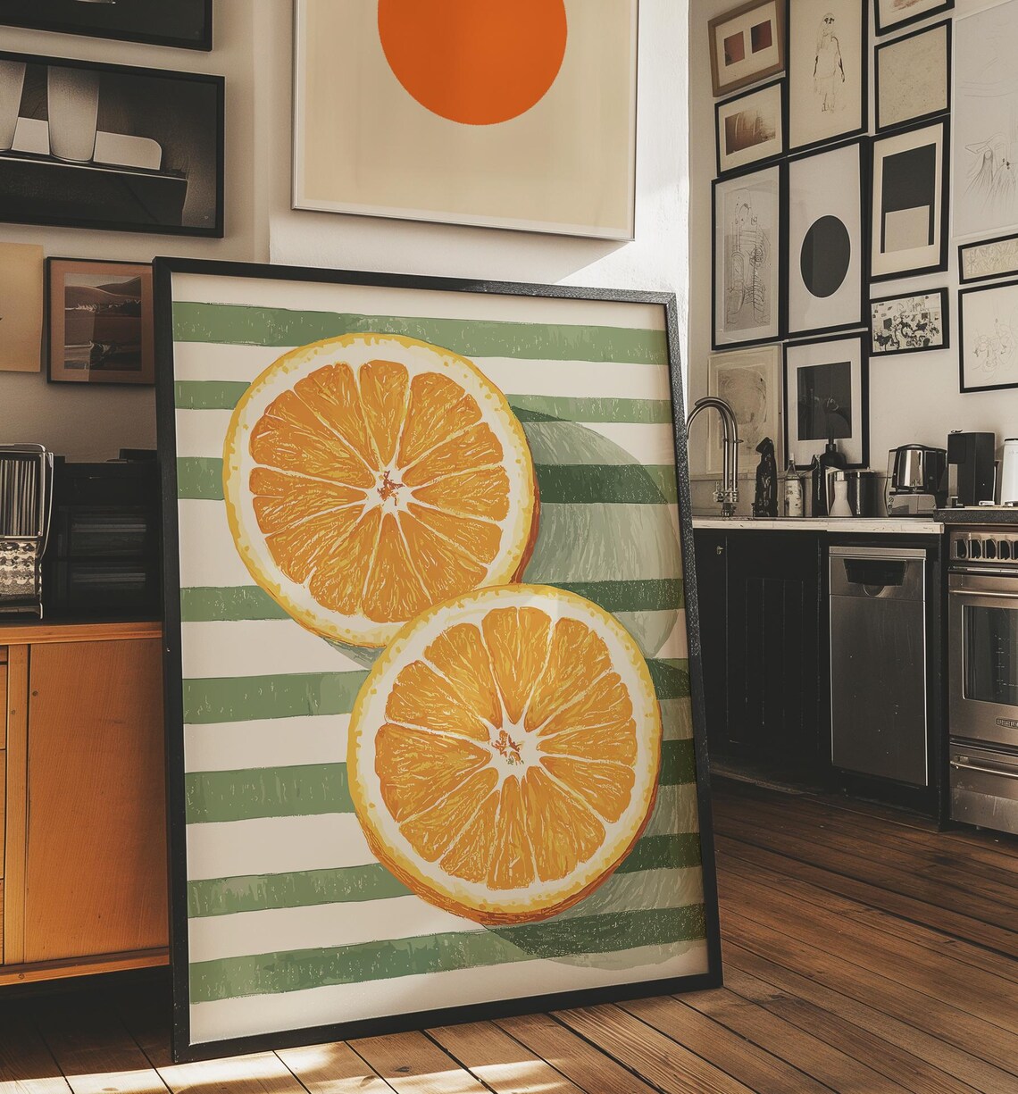 Orange Fruit Print Farmhouse Kitchen Art Painting Orange Wall Art Kitchen Poster Trendy Food Art Retro Kitchen Art Fruit Wall Decor - Image 2