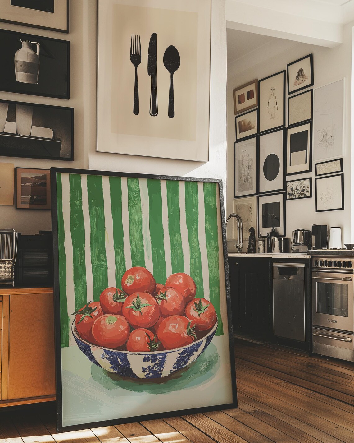 Tomatoes Wall Art Trendy Tomato Food Print Tomato Art Kitchen Poster Farmhouse Kitchen Drawing Eclectic Kitchen Retro Kitchen Print - Image 3