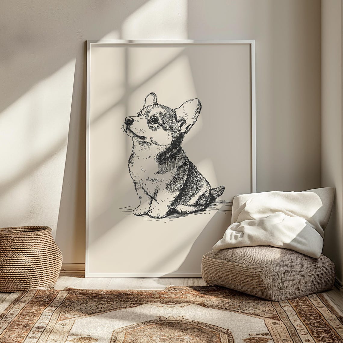 Corgi Puppy Nursery Print Boys Room Corgi Art Dog Wall Decor Kids Nursery Puppy Art Corgi Dog Print Girl Nursery Wall Art Corgi Sketch - Image 3
