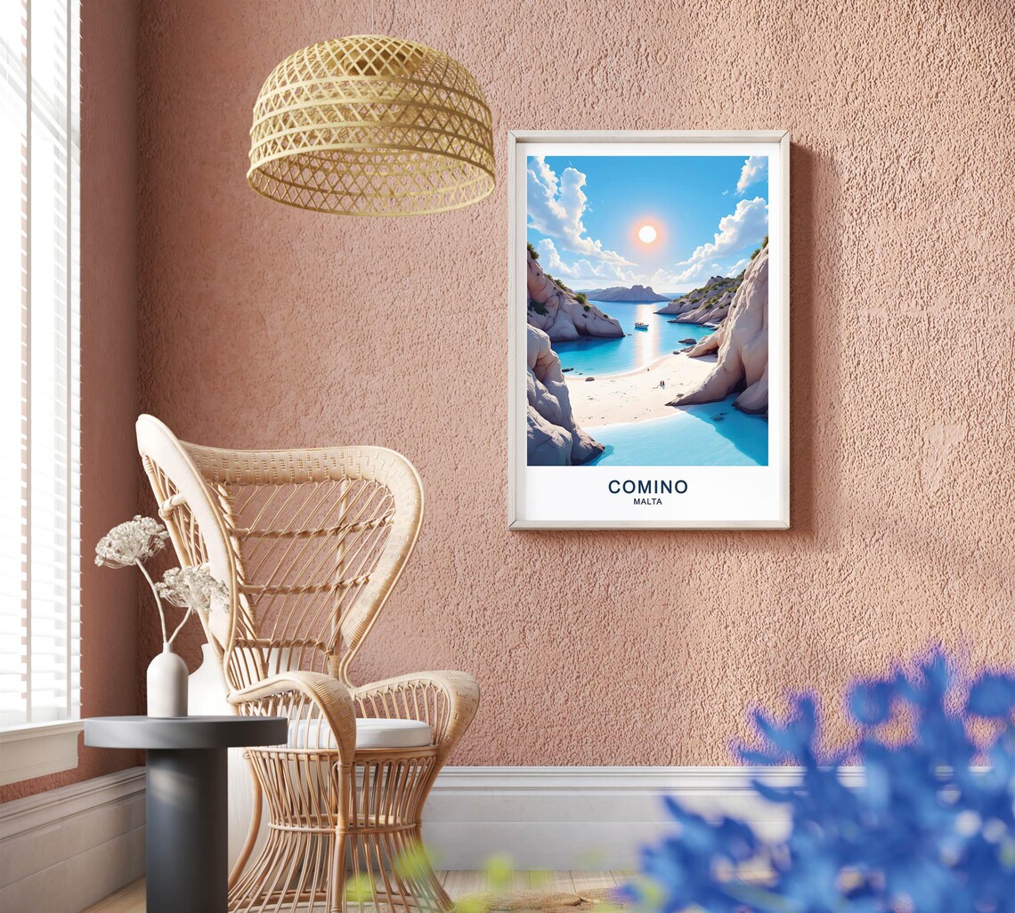 Comino Malta Travel Poster, Blue Lagoon Cliffs - Image 2