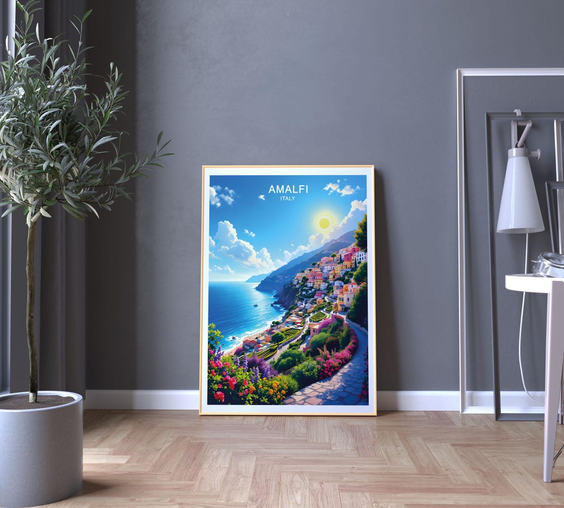Amalfi Italy Cliffside Town Terraced Gardens Mediterranean Sun Poster - Image 5