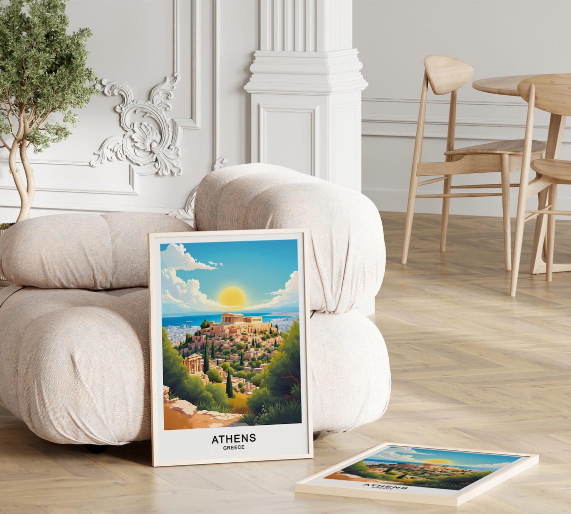 Athens Greece Acropolis Parthenon Golden Sunset Cityscape Poster - Image 3