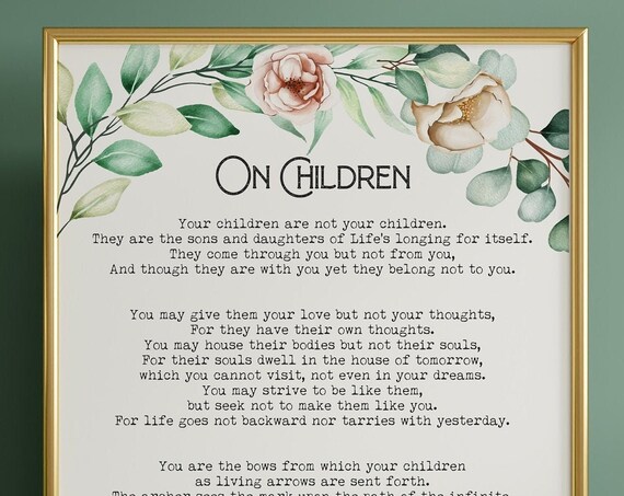 On Children Kahlil Gibran Poem Art Print