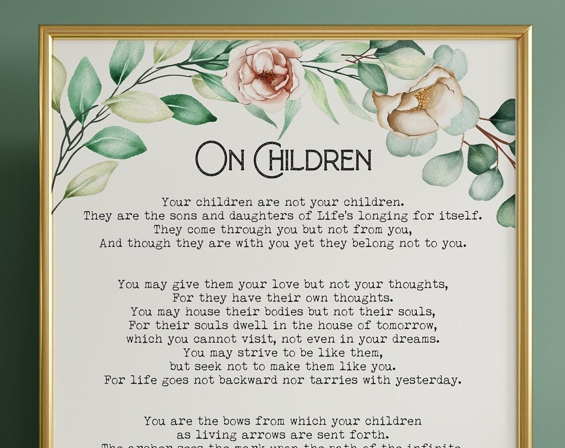 On Children Kahlil Gibran Poem Art Print