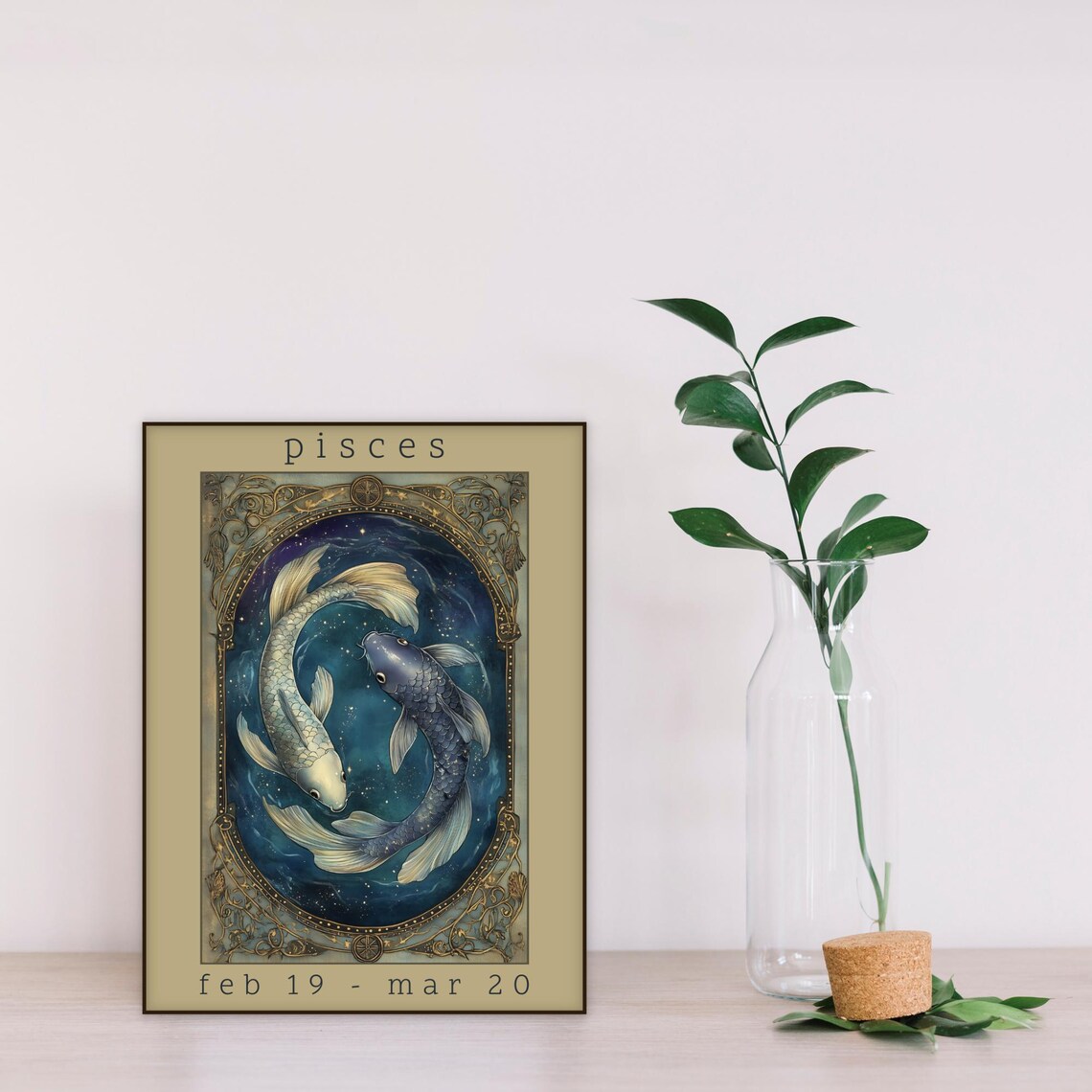 Pisces Zodiac Twin Koi Fish Circling in a Starry Night Sky Poster - Image 3