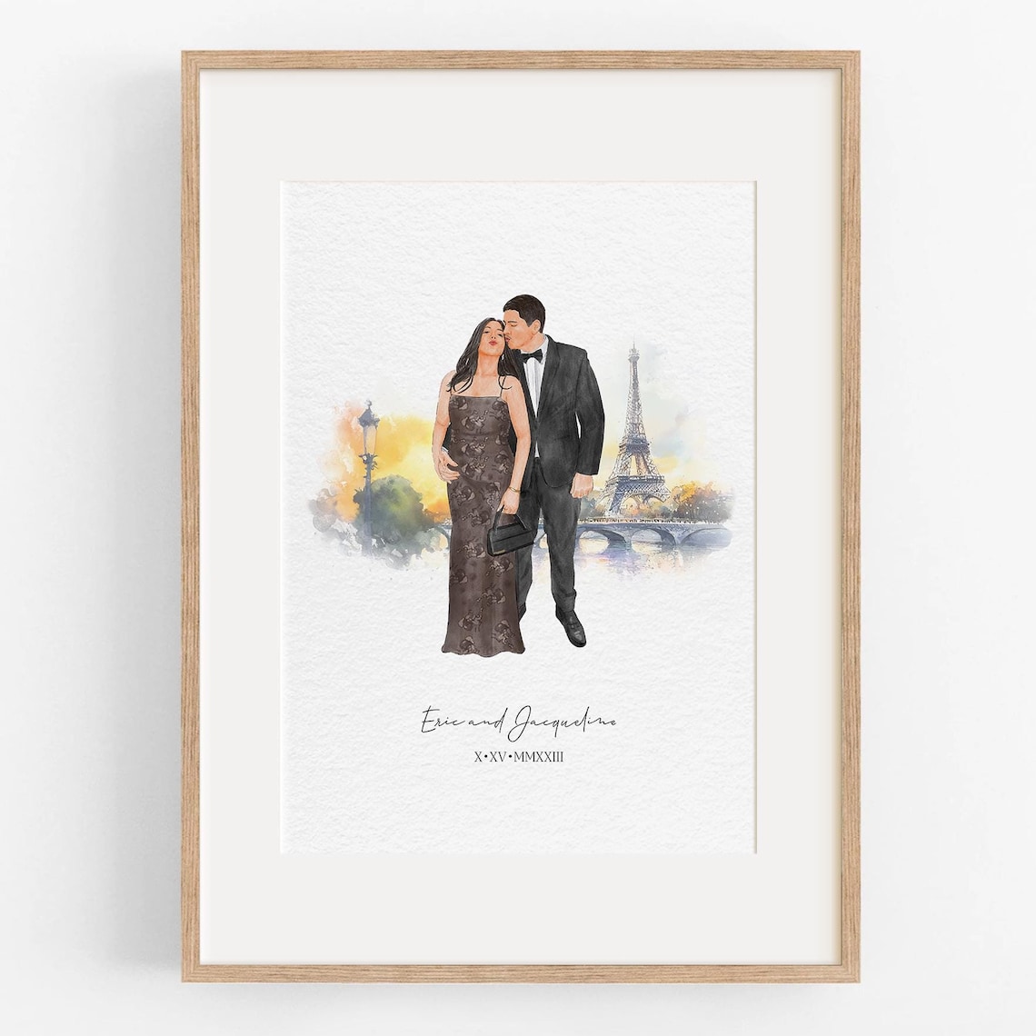 Playful Piggyback Wedding Couple Daddy and Mommy Portrait Poster - Image 3