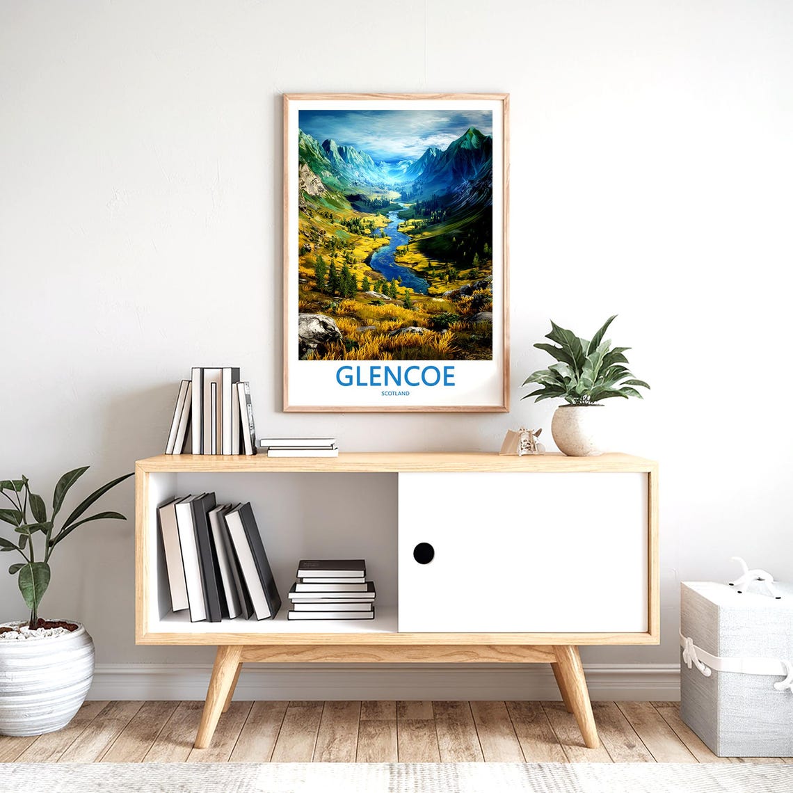 Glencoe Scotland Green Valley Winding River Vista View Poster - Image 2