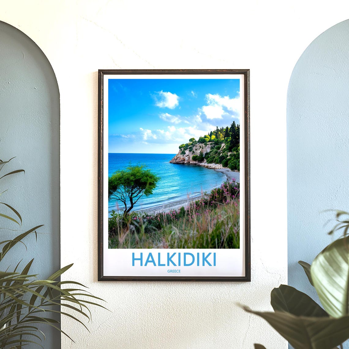 Halkidiki Greece Quiet Tree Lined Cove and Wildflower Beach Poster - Image 3