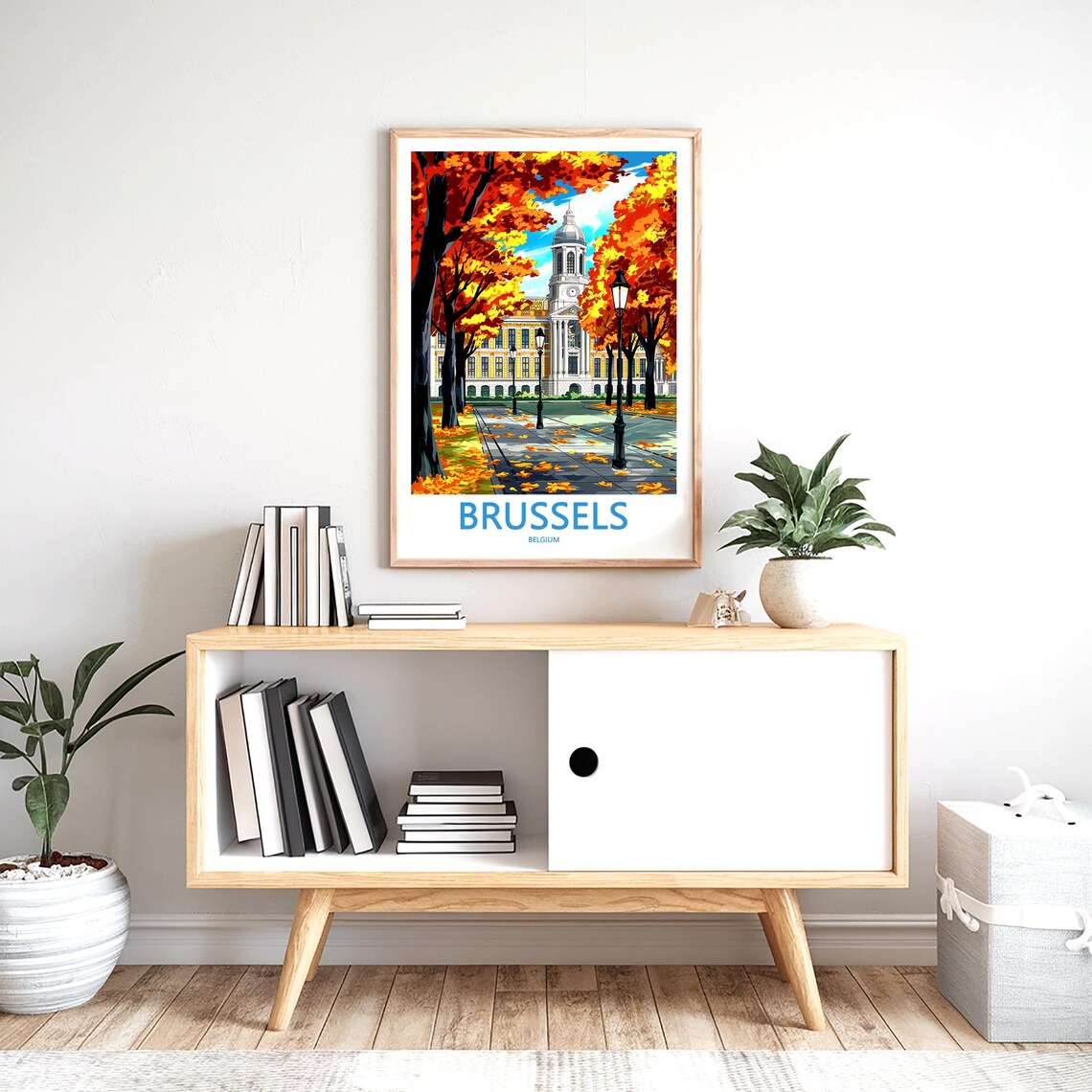 Brussels Belgium Autumn Park Path Golden Fallen Leaves Poster - Image 2