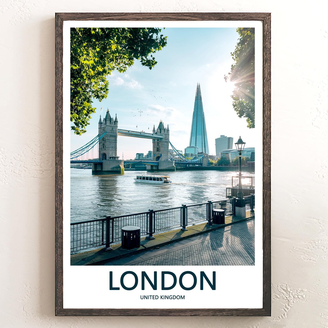 Tower Bridge and The Shard on a Sunny Day Photo Travel Poster