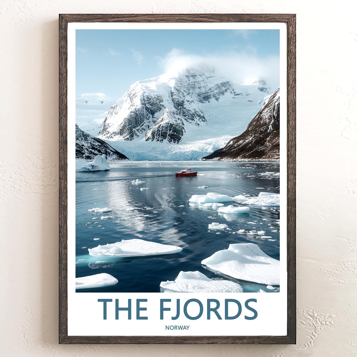 The Fjords Norway Arctic Ice Floes Glacier Ship Travel Poster