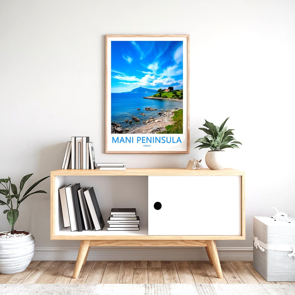 Mani Peninsula Greece Rocky Shoreline and Turquoise Sea Photo Poster - Image 2