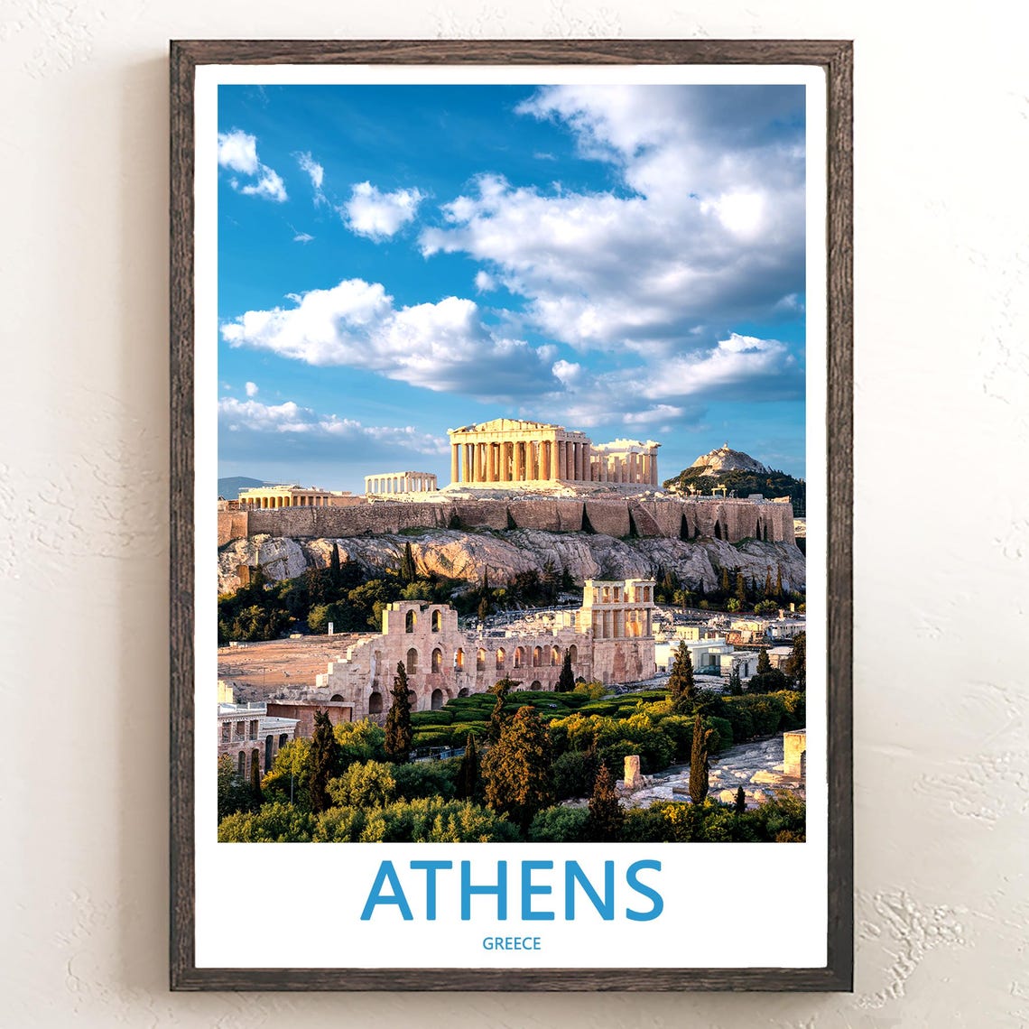 Athens Acropolis Odeon Herodes Atticus Sunny Day Photo Poster