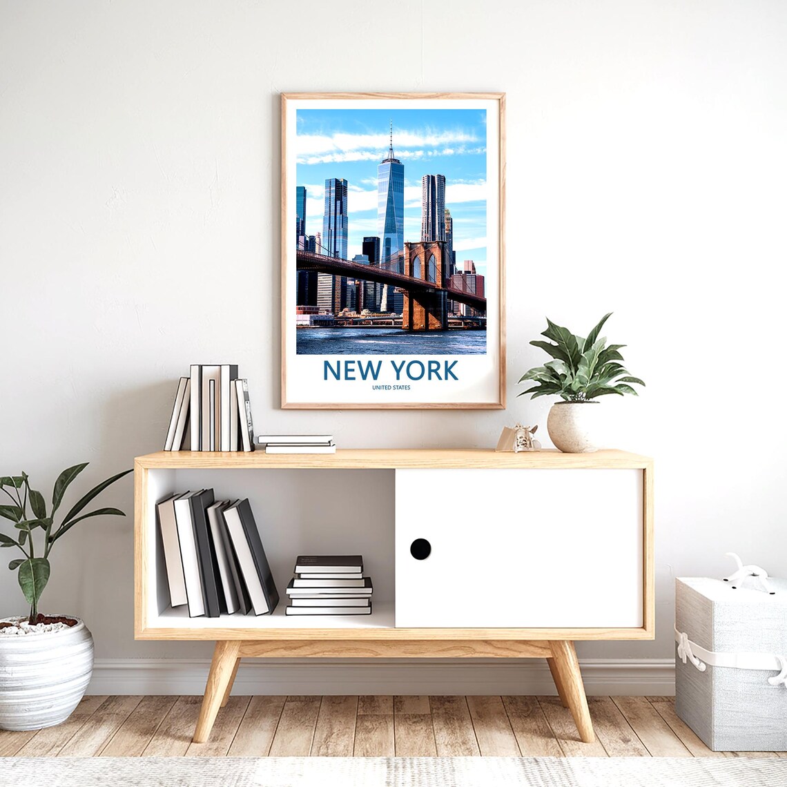 Brooklyn Bridge with One World Trade Center Behind It Poster - Image 2