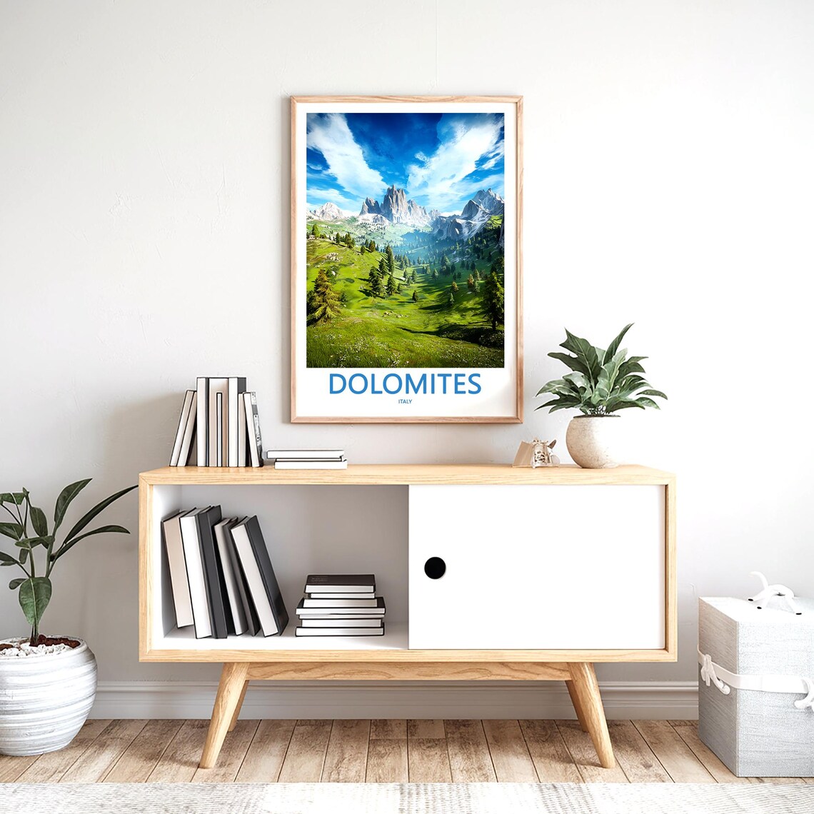 Dolomites Green Summer Valley Meadow Mountains Travel Poster - Image 2