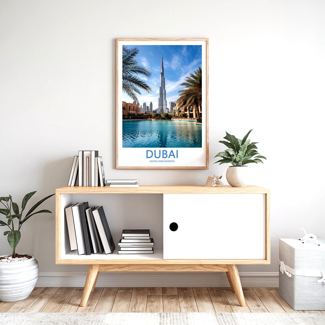 Dubai Burj Khalifa Downtown Lake Palm Trees Photographic Poster - Image 2