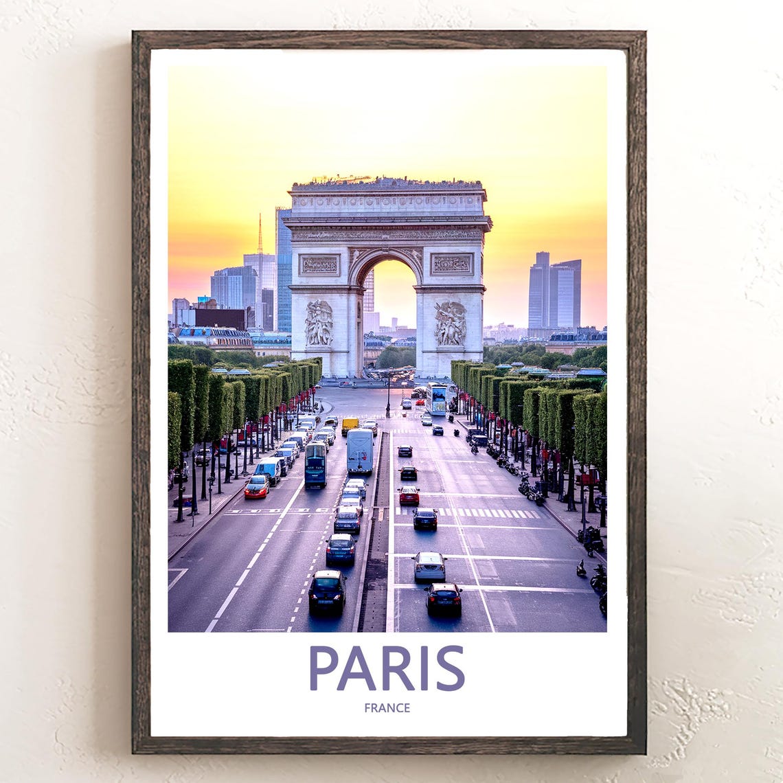 Paris Arc de Triomphe at Sunrise Over the Champs-Elysees Poster