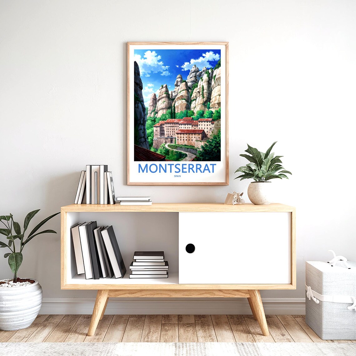 Montserrat Monastery in Rocky Valley Illustration Travel Poster - Image 2