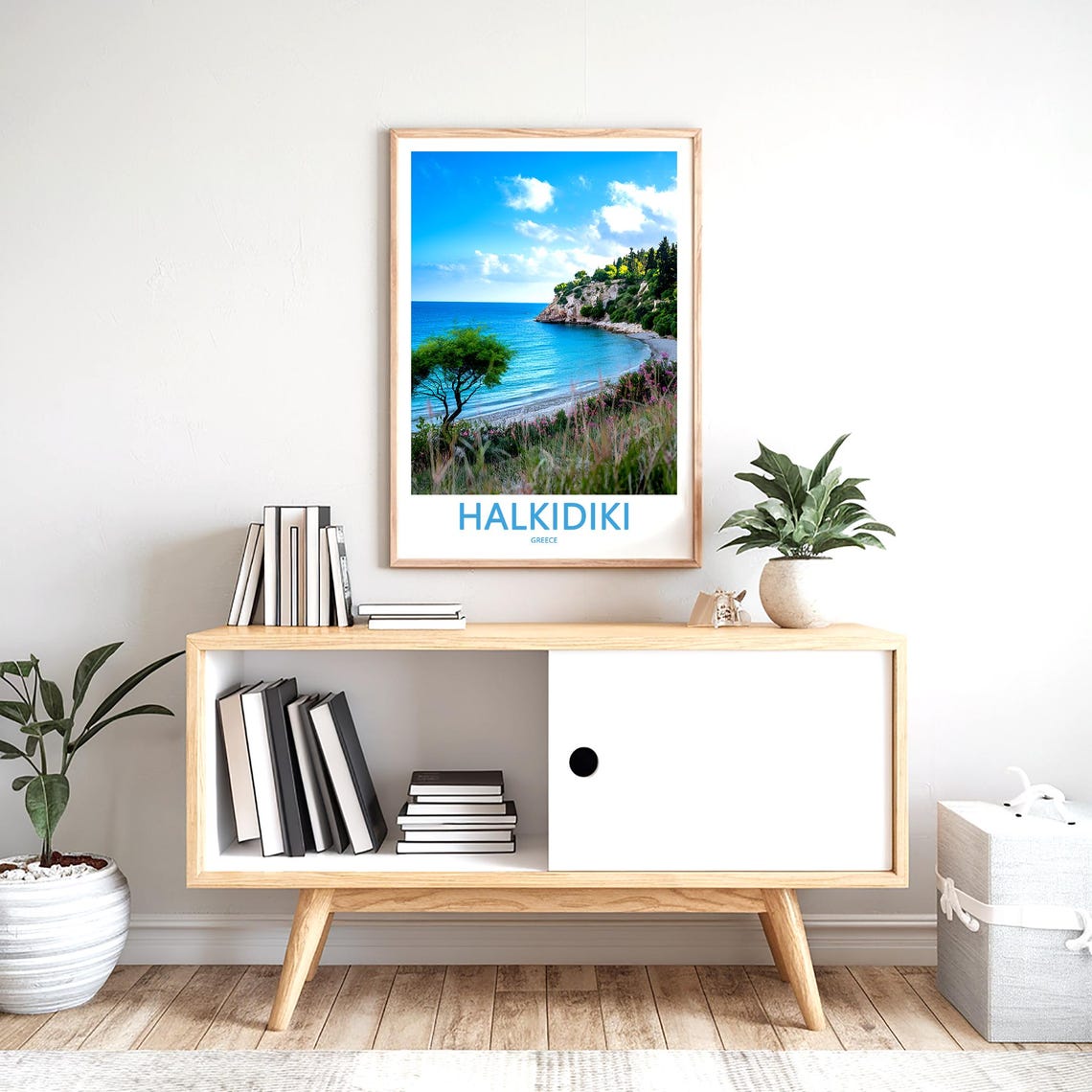 Halkidiki Greece Quiet Tree Lined Cove and Wildflower Beach Poster - Image 2