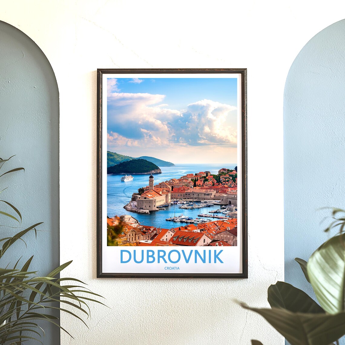 Dubrovnik Old Town Harbor Panoramic Photo Cruise Ship Travel Poster - Image 3