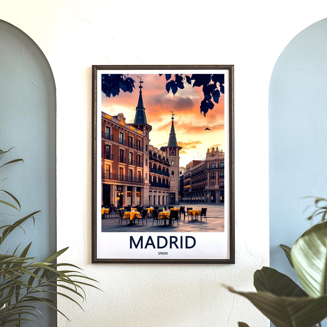 Madrid Plaza Mayor Photographic Golden Sunset Scenic View Poster - Image 3