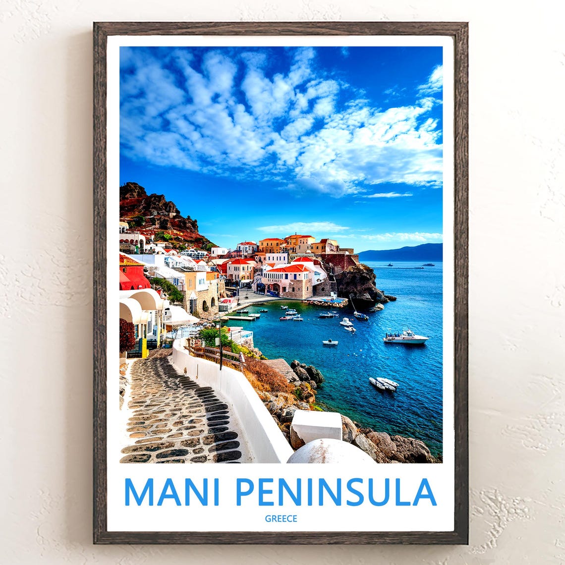 Mani Peninsula Greece Old Harbor and Cobbled Walkway Photo Poster