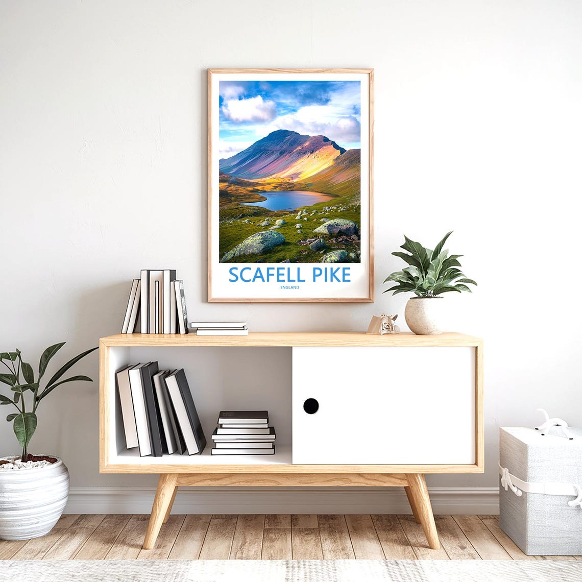 Scafell Pike England Golden Sunset Over Mountain Tarn Poster - Image 2