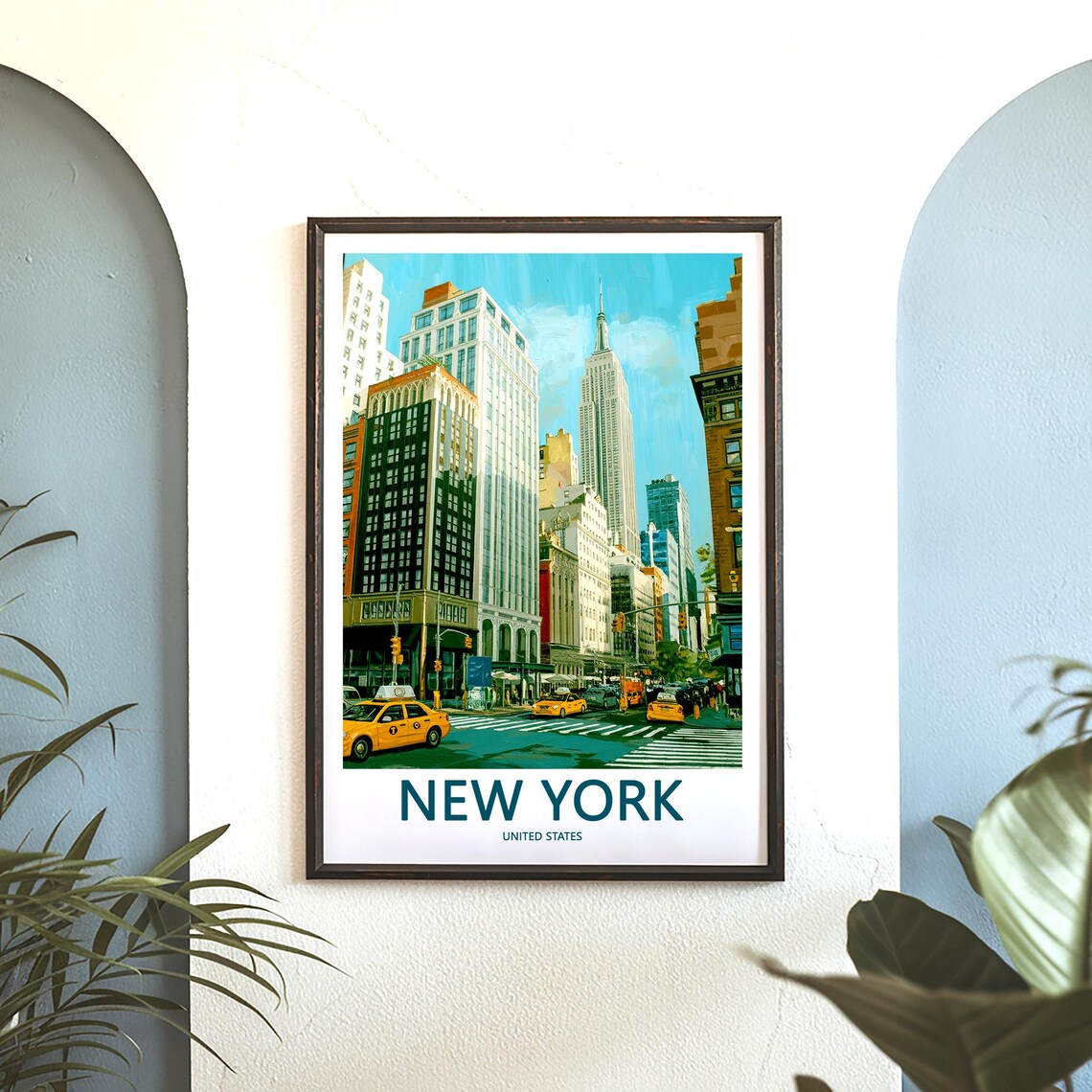 New York City Street Yellow Taxis Skyscraper Canyon Travel Poster - Image 3