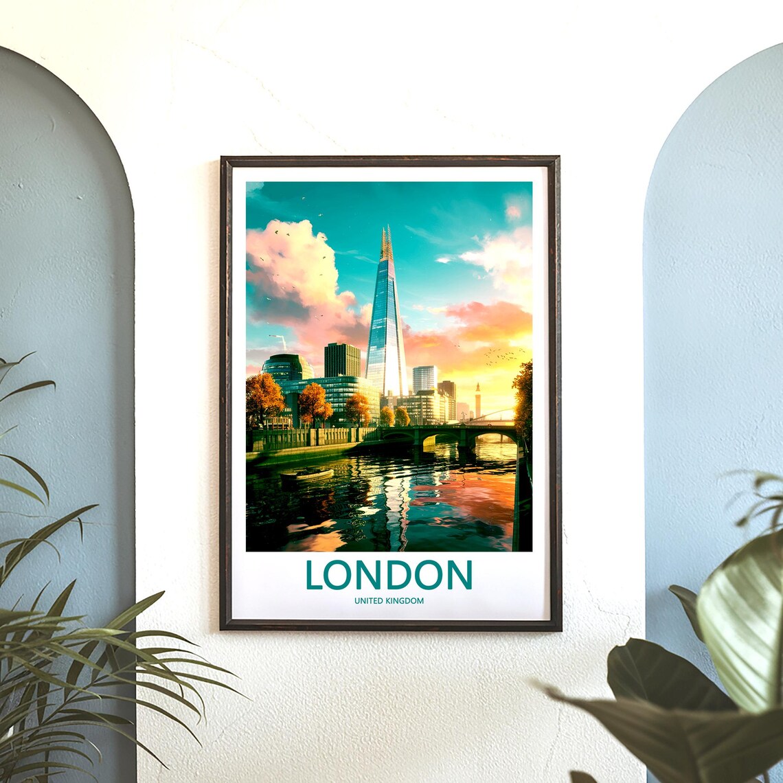 The Shard at Sunset Over the Thames Golden Hour Skyline Poster - Image 3