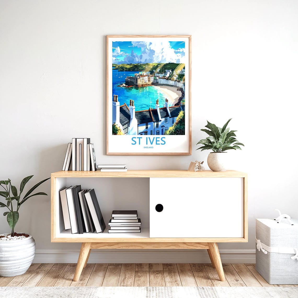 St Ives England Whitewashed Rooftops Over Sunny Harbor Poster - Image 2
