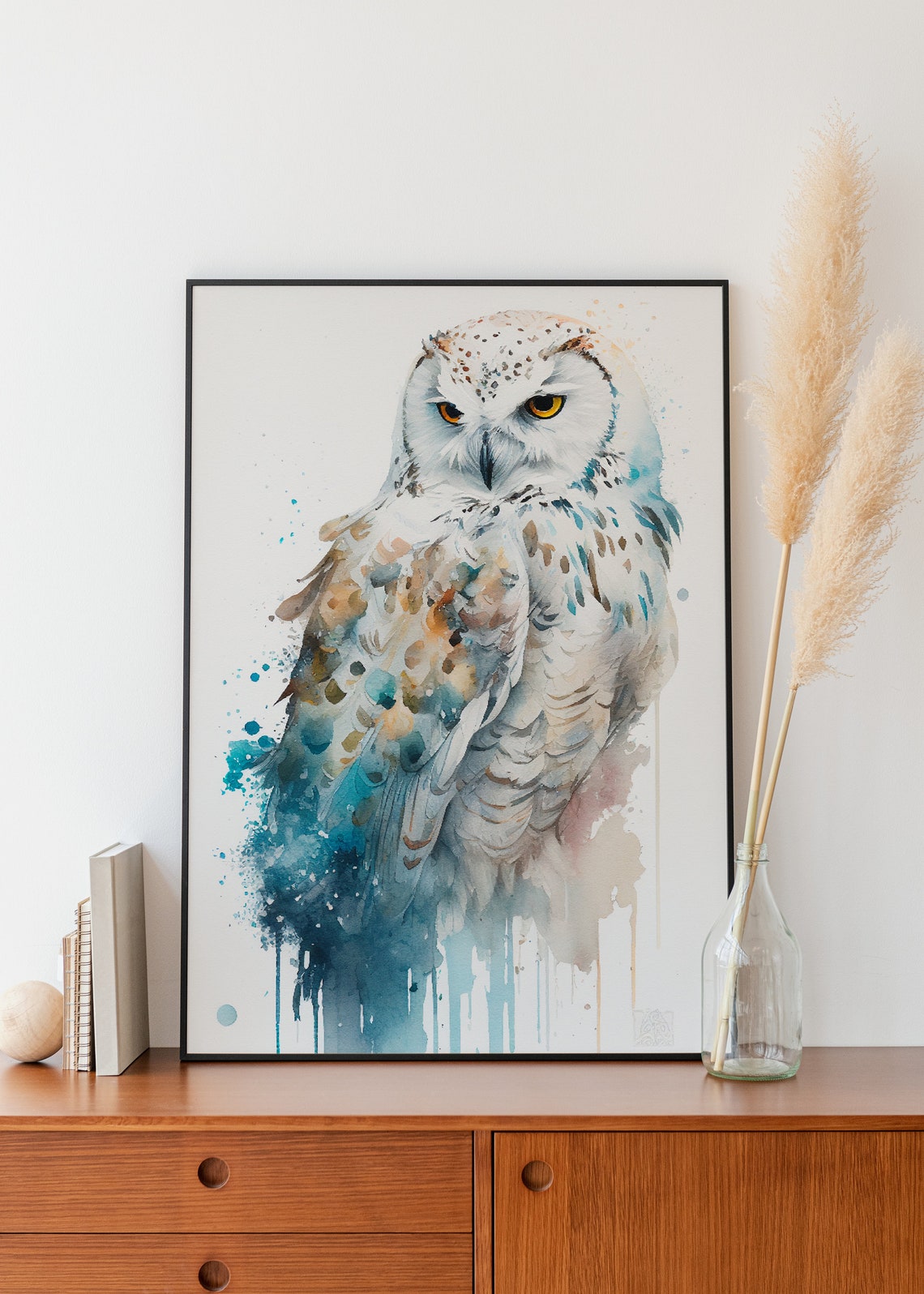 Snowy Owl Wall Art Watercolor Snowy Owl Wall Decor Airbnb Wall Art Watercolor Bird Nursery Wall Decor Animal Art Airbnb Centerpiece Bird Art