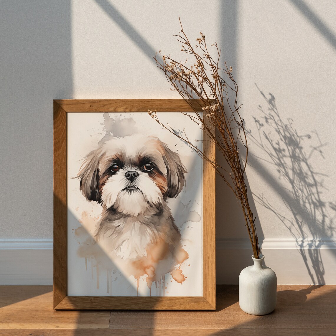 Shih Tzu Puppy Watercolor Dog Portrait Cute Pet Lover Wall Art - Image 2