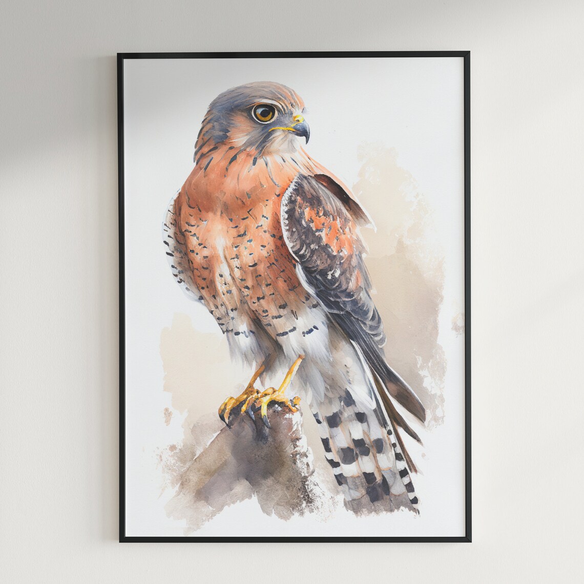 American Kestrel Falcon Watercolor Bird of Prey Painting Poster - Image 3