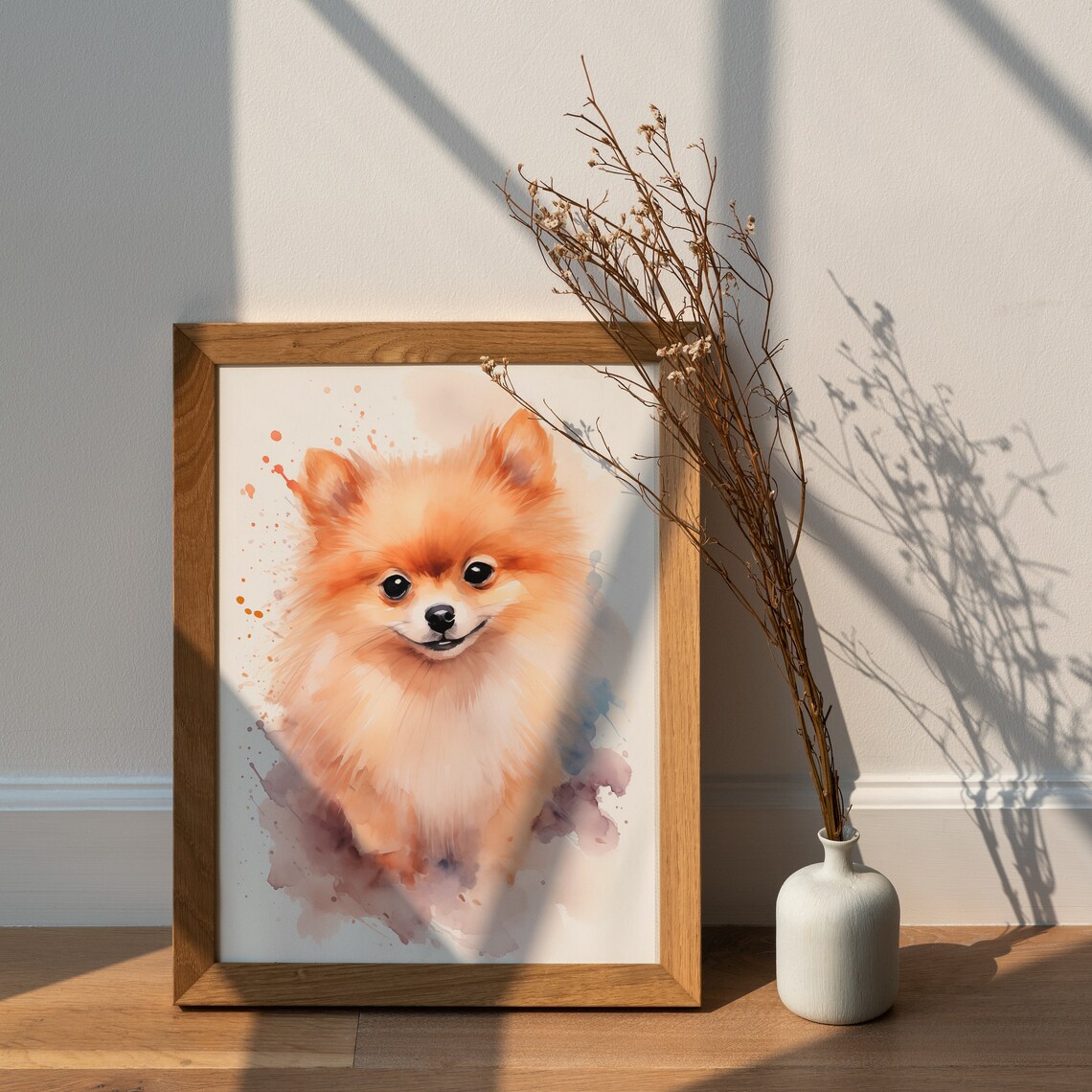 Pomeranian Puppy Watercolor Portrait Fluffy Cute Dog Art Print - Image 2
