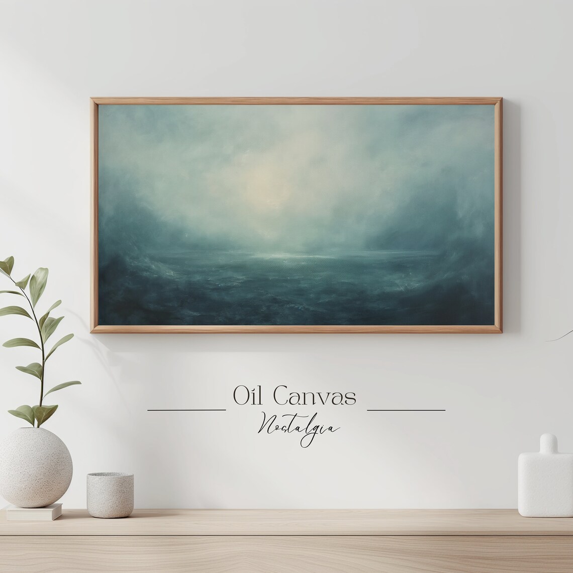 Frame Tv Art Abstract Beach Oil Painting Summer Sea Art Ocean Frame Tv Art Landscape Blue Nautical Seascape - Image 3