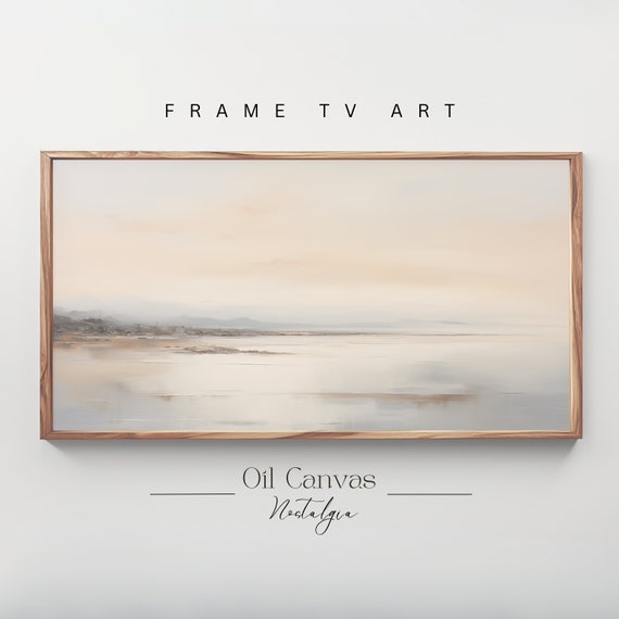 Frame Tv Art Moody Abstract Oil Painting Minimalist Earth Tone Decor Rustic Wall Art
